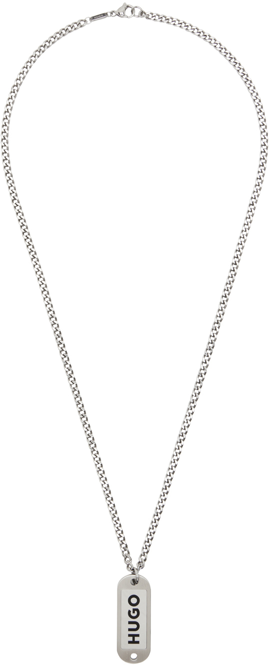 Hugo Silver E-Logo Tag Necklace Hugo Boss