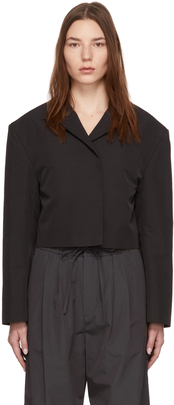 AMOMENTO Black Taffeta Cropped Jacket AMOMENTO
