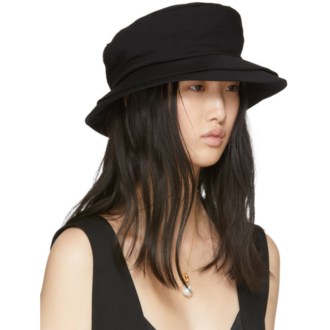 Ys Black Wide Brim Hat Ys