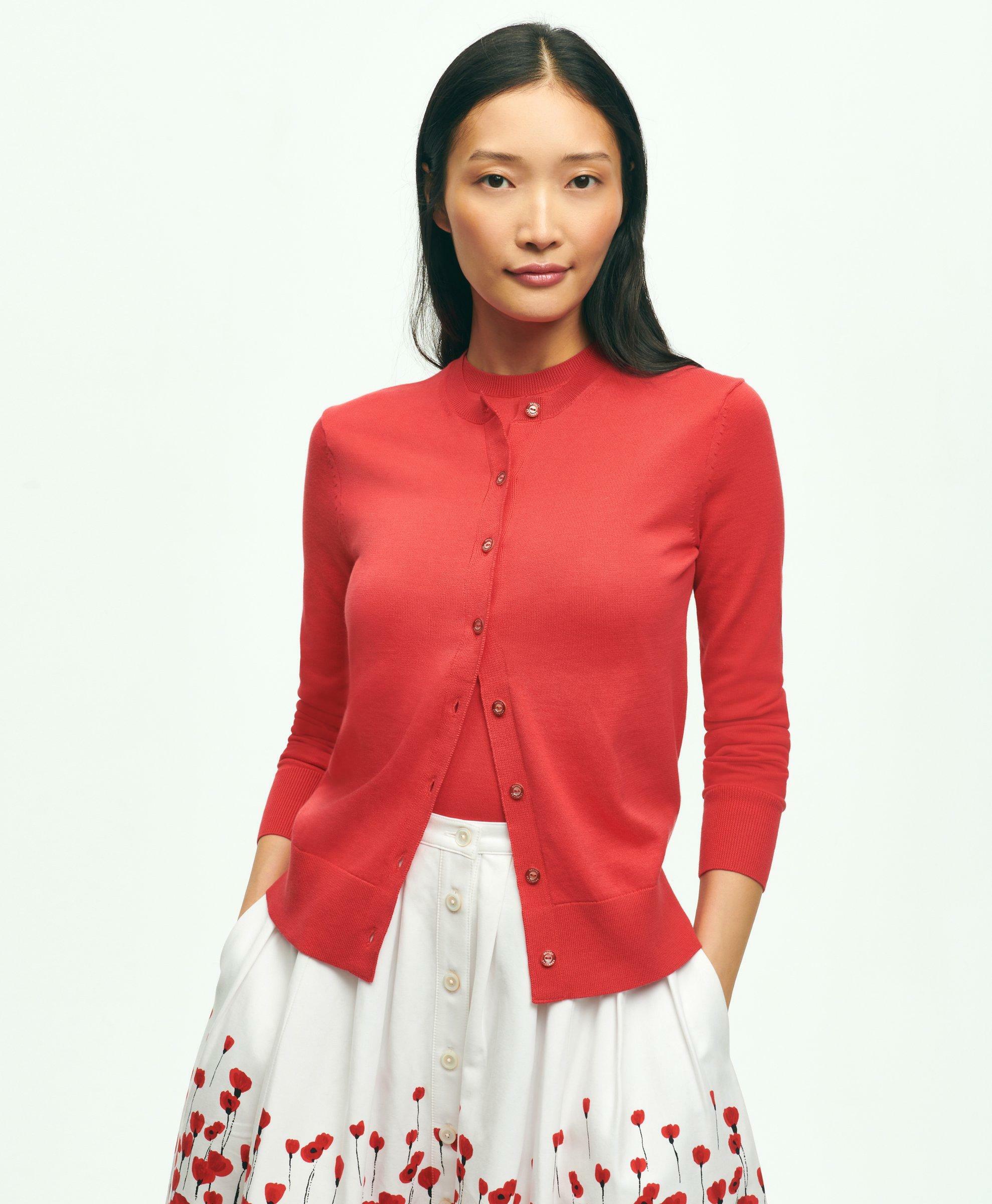 Brooks Brothers Women's Supima Cotton Cardigan Sweater | Red
