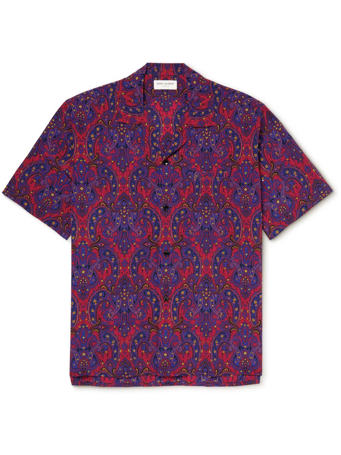 SAINT LAURENT - Camp-Collar Paisley-Print Silk Shirt - Blue Saint Laurent