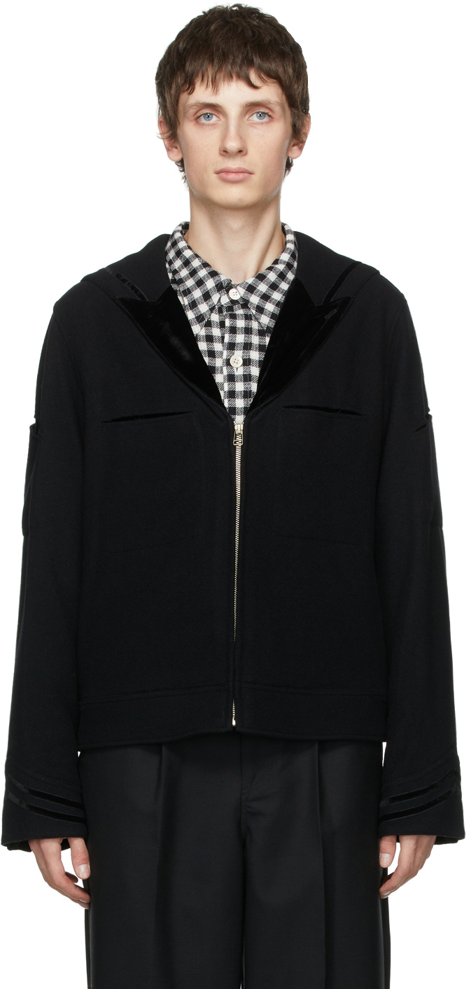 BED J.W. FORD Black Wool Sailor Collar Jacket BED J.W. FORD
