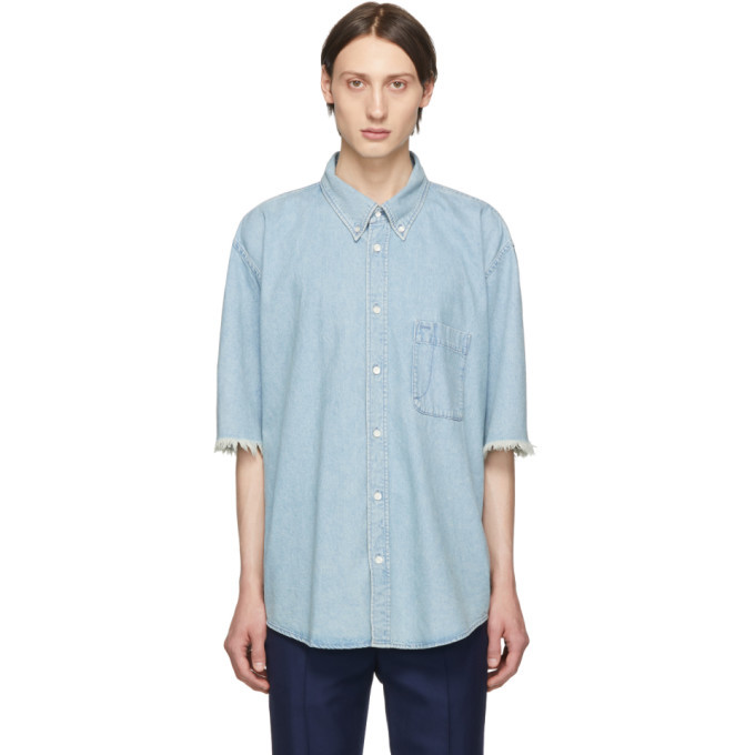 Balenciaga Blue Denim Logo Shirt Balenciaga