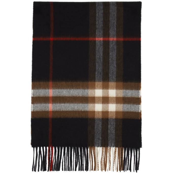 Burberry Black and Brown Cashmere Check Giant Icon Scarf Burberry