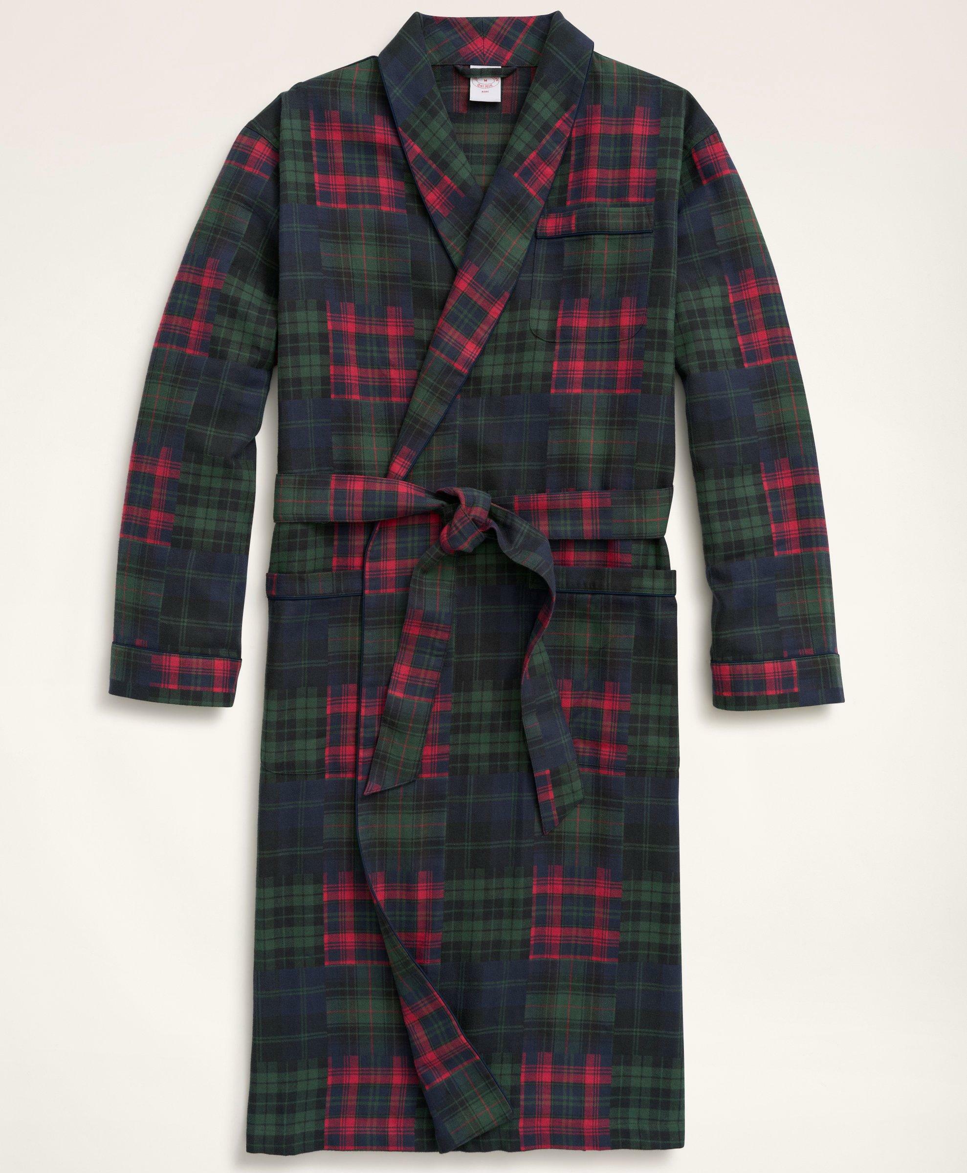 Brooks Brothers Men's Cotton Flannel Patchwork Robe