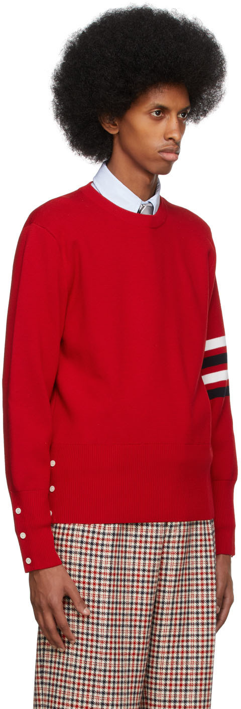 Thom Browne Red Milano 4-Bar Sweater 