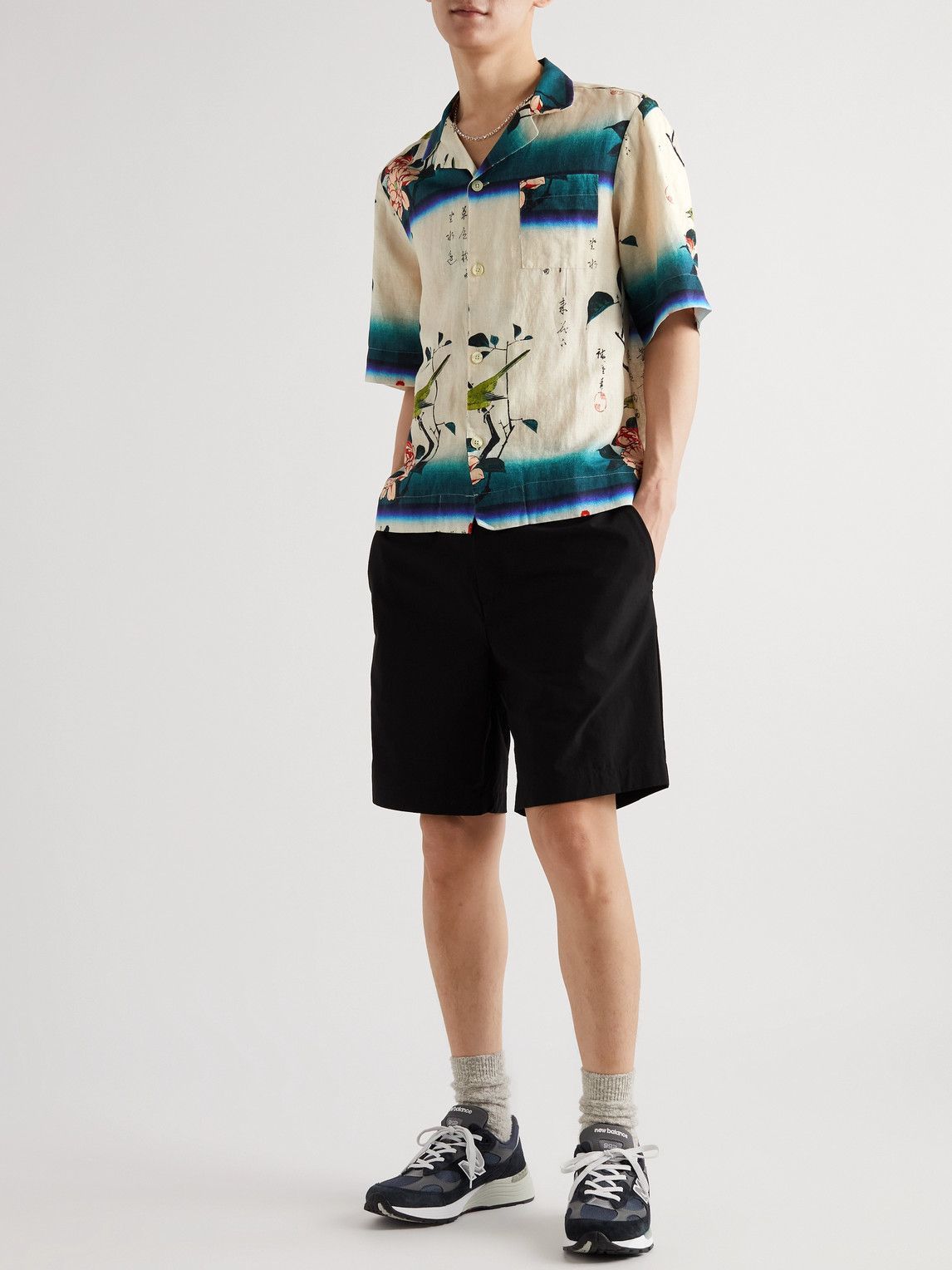 EDWIN - Hiroshige Camp-Collar Printed Linen and Cotton-Blend Shirt 