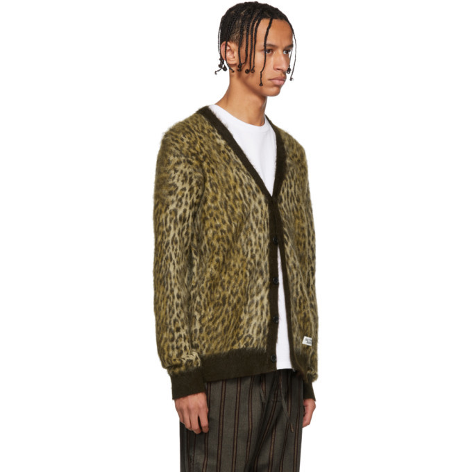 Wacko Maria Brown Leopard Jacquard Cardigan Wacko Maria