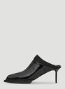 Leather Heeled Mules in Black