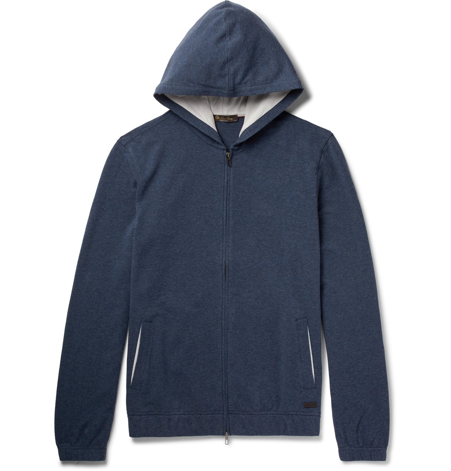 Loro Piana - Mélange Stretch-Cotton Jersey Zip-Up Hoodie - Blue Loro Piana