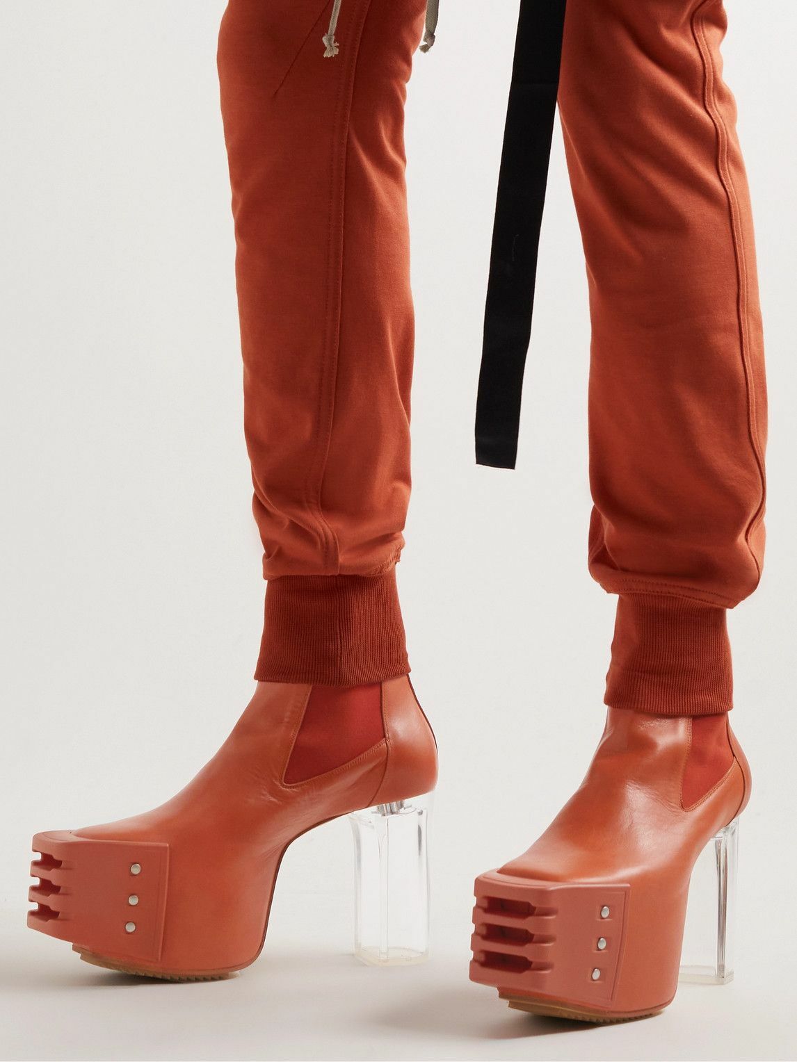 Rick Owens - Leather Platform Boots - Orange
