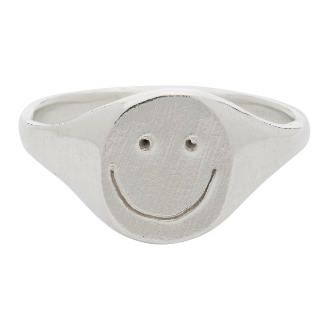 silver smiley ring