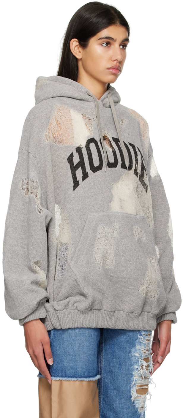 Doublet Gray Ripped Off Hoodie Doublet