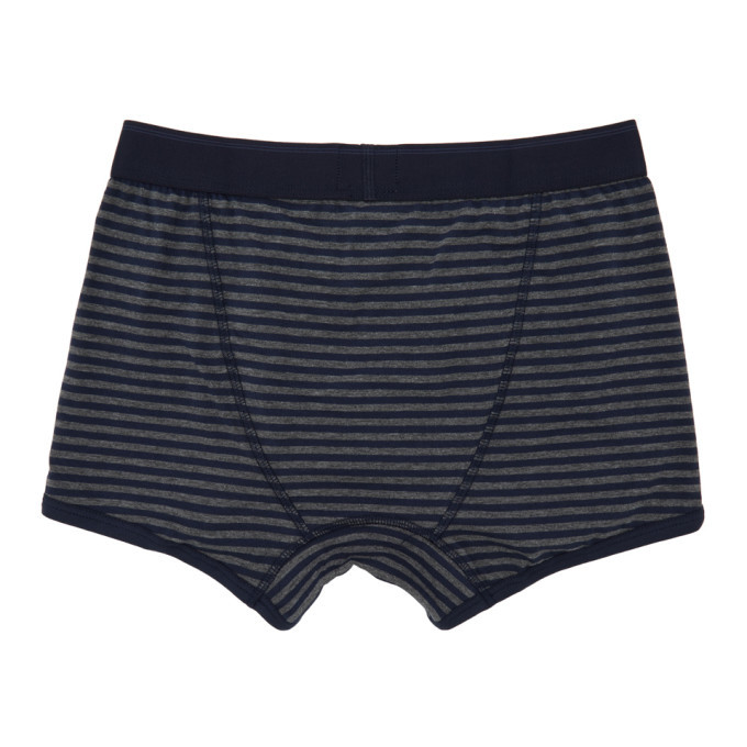 Sunspel Grey and Navy Superfine Trunk Boxer Briefs Sunspel