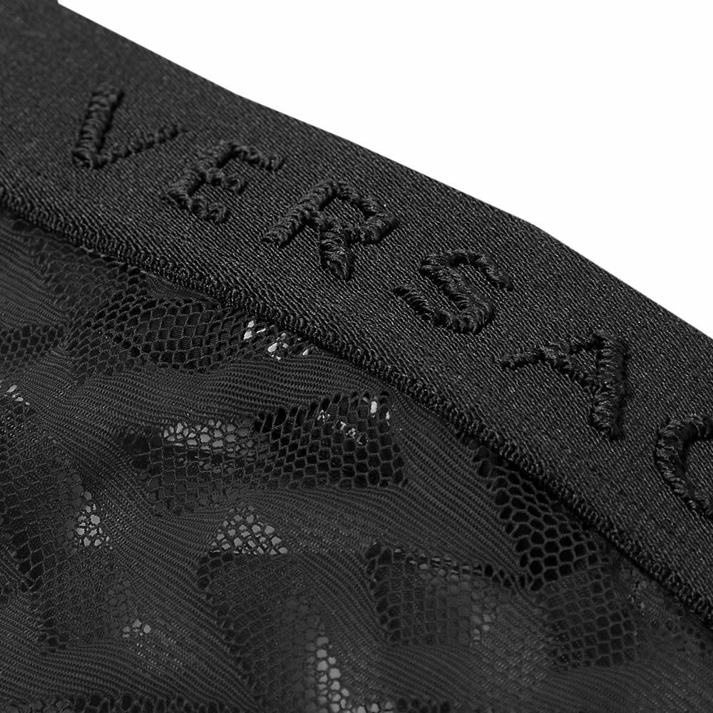 Versace Women's Monogram Sheer Logo Brief in Black Versace