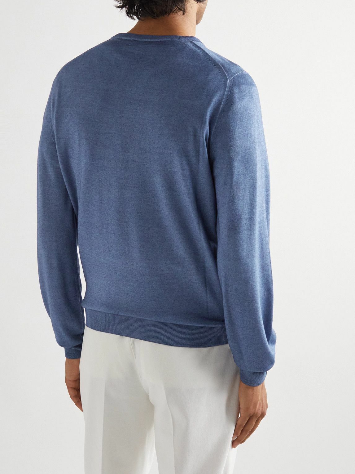 Canali - Slim-Fit Wool and Silk-Blend Sweater - Blue Canali