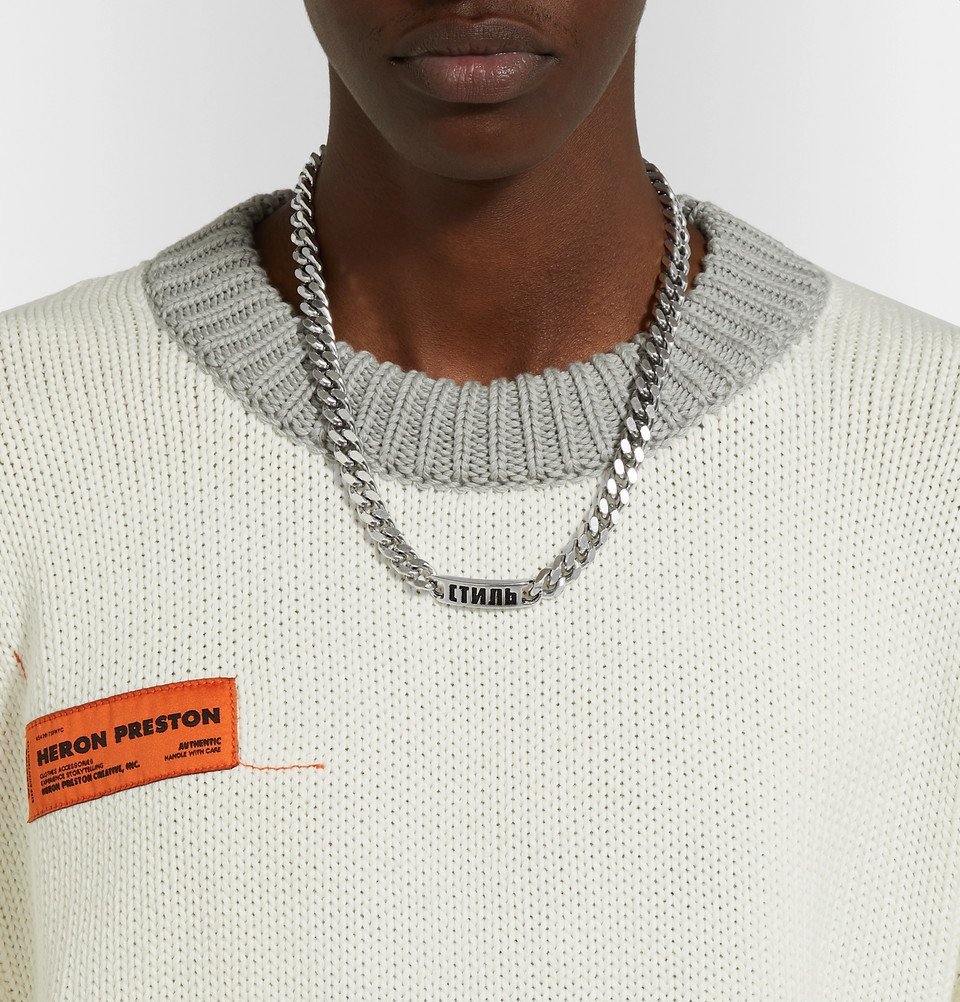 Heron Preston - Logo-Detailed Silver-Tone Chain Necklace - Silver Heron ...