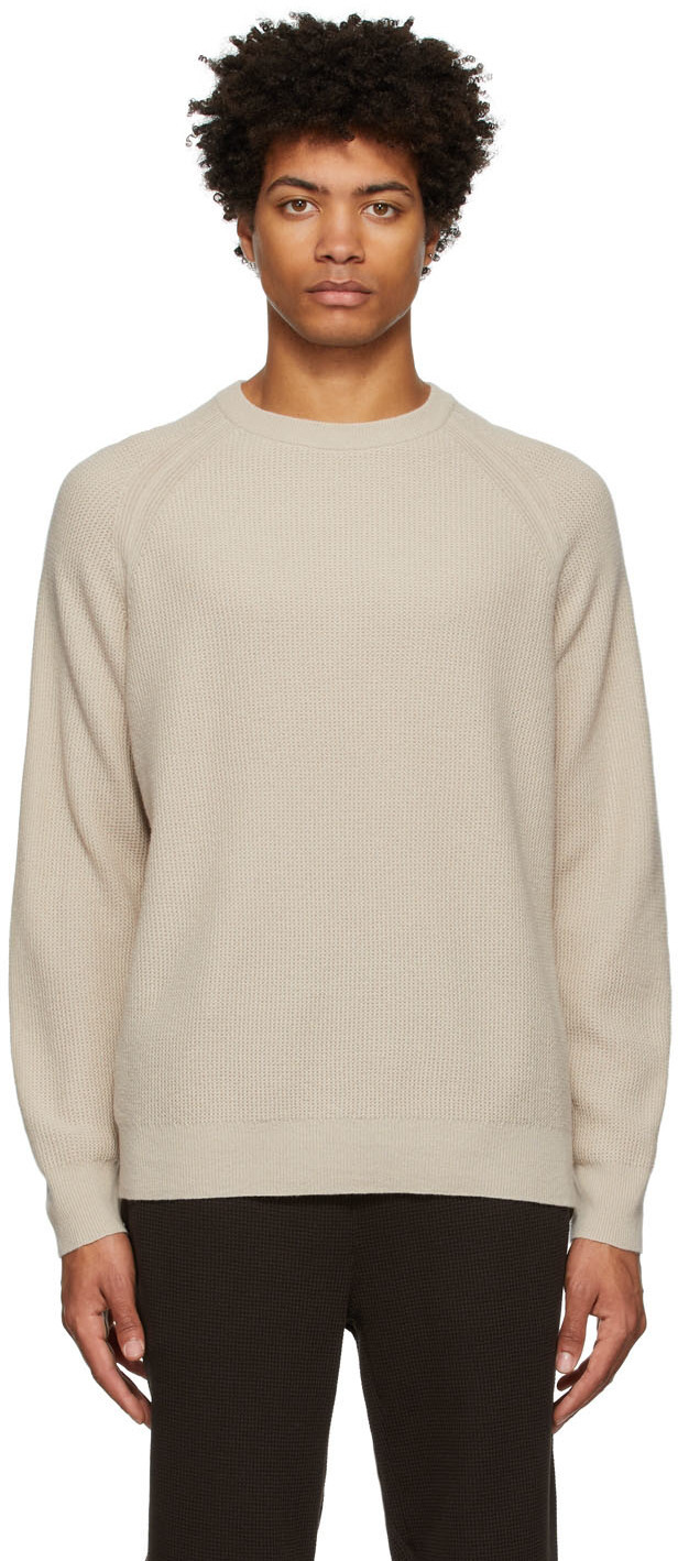 Theory Beige Cashmere Waffle Knit Sweater Theory