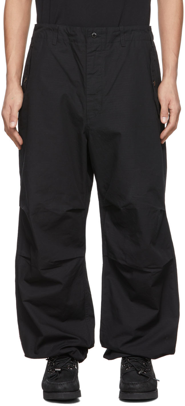 Engineered Garments Black Cotton Ripstop Over Trousers Engineered Garments