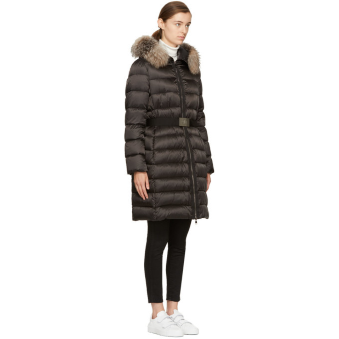 Moncler Black Down and Fur Tinuviel Coat Moncler