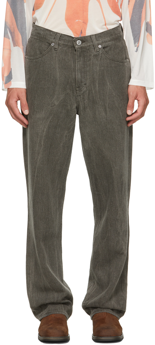 Our Legacy Grey Linen Formal Cut Jeans Our Legacy