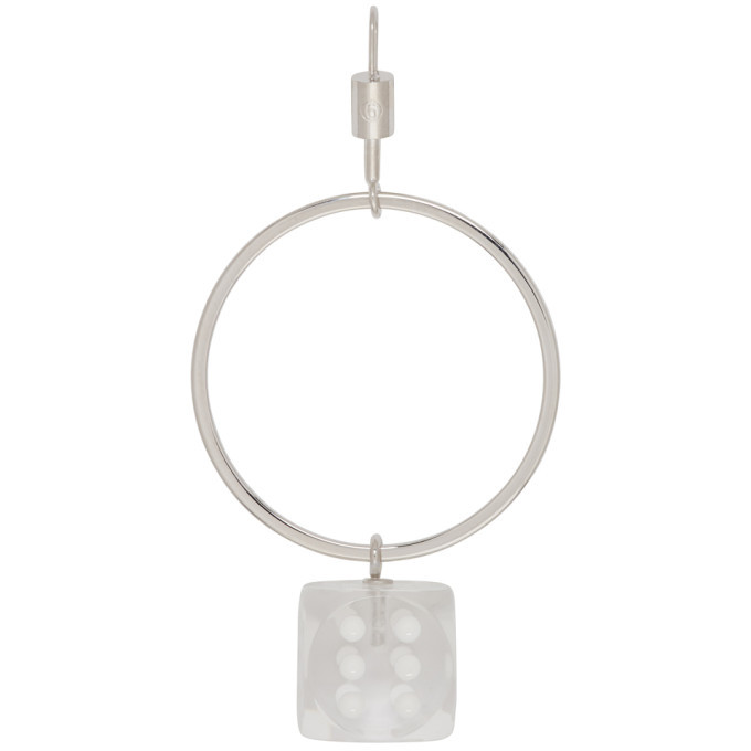 MM6 Maison Martin Margiela Silver Single Dice Hoop Earring MM6