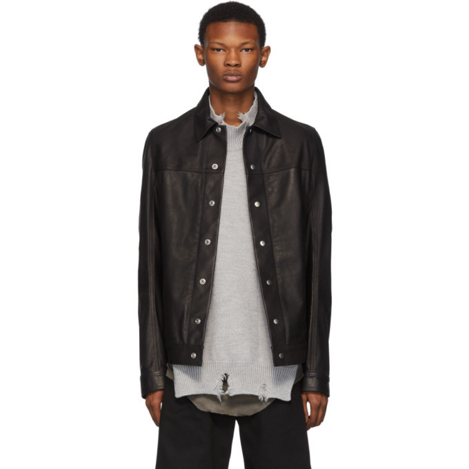 Rick Owens Black Leather Worker Jacket Rick Owens