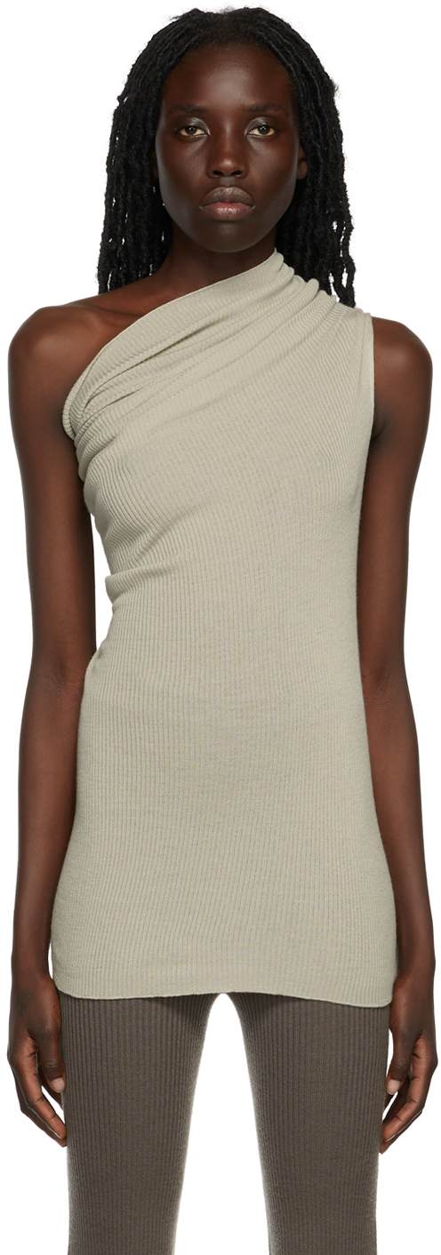 Rick Owens Taupe One Shoulder Top