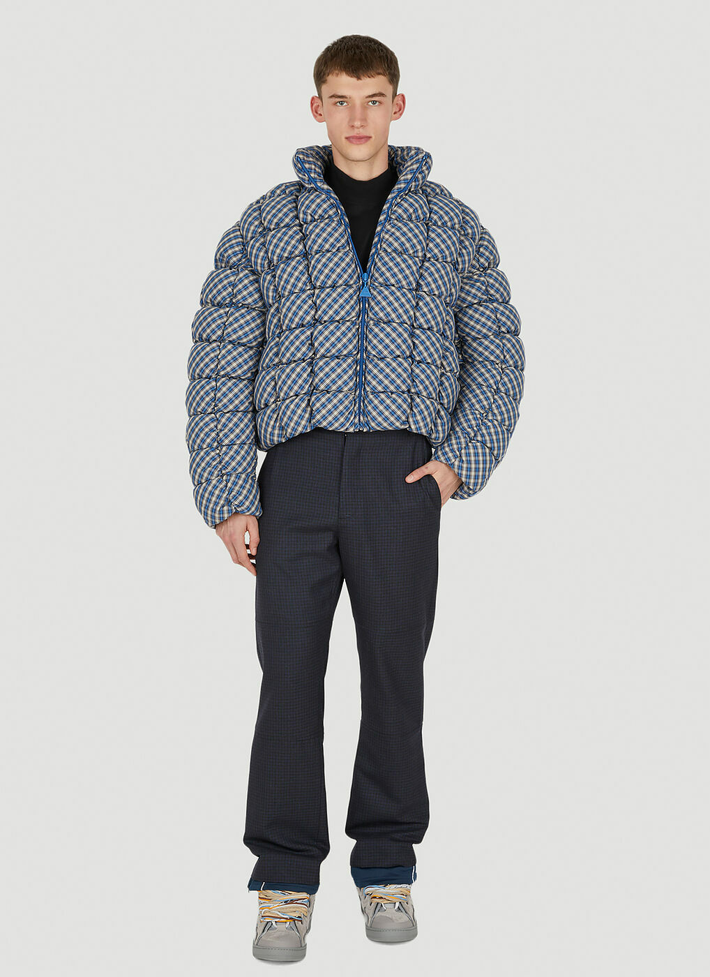 Plaid Puffer Jacket in Blue ERL