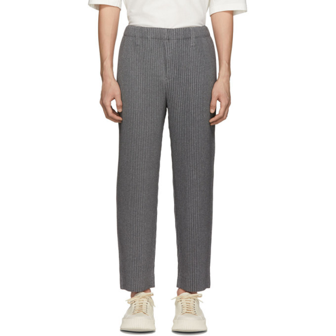 Homme Plisse Issey Miyake Grey Wool-Like Tailored Pleats Trousers Homme ...