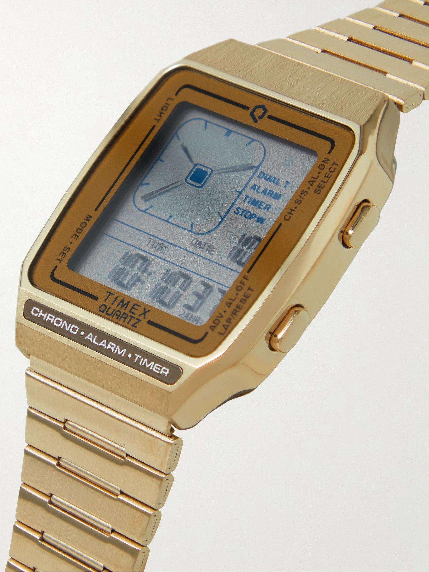 Timex - Q Timex Reissue LCA 32.5mm Gold-Tone Digital Watch Timex