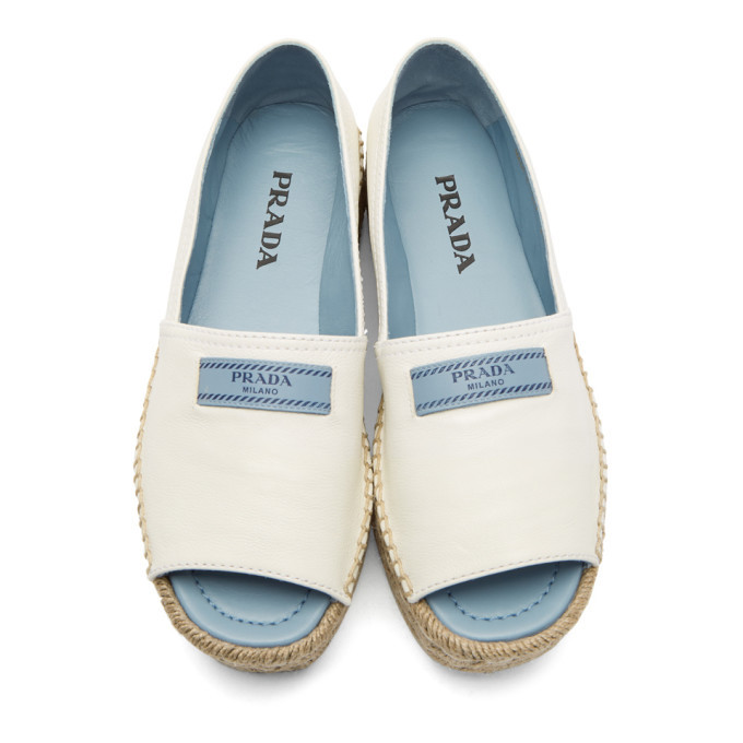 Prada White Leather Platform Espadrilles Prada