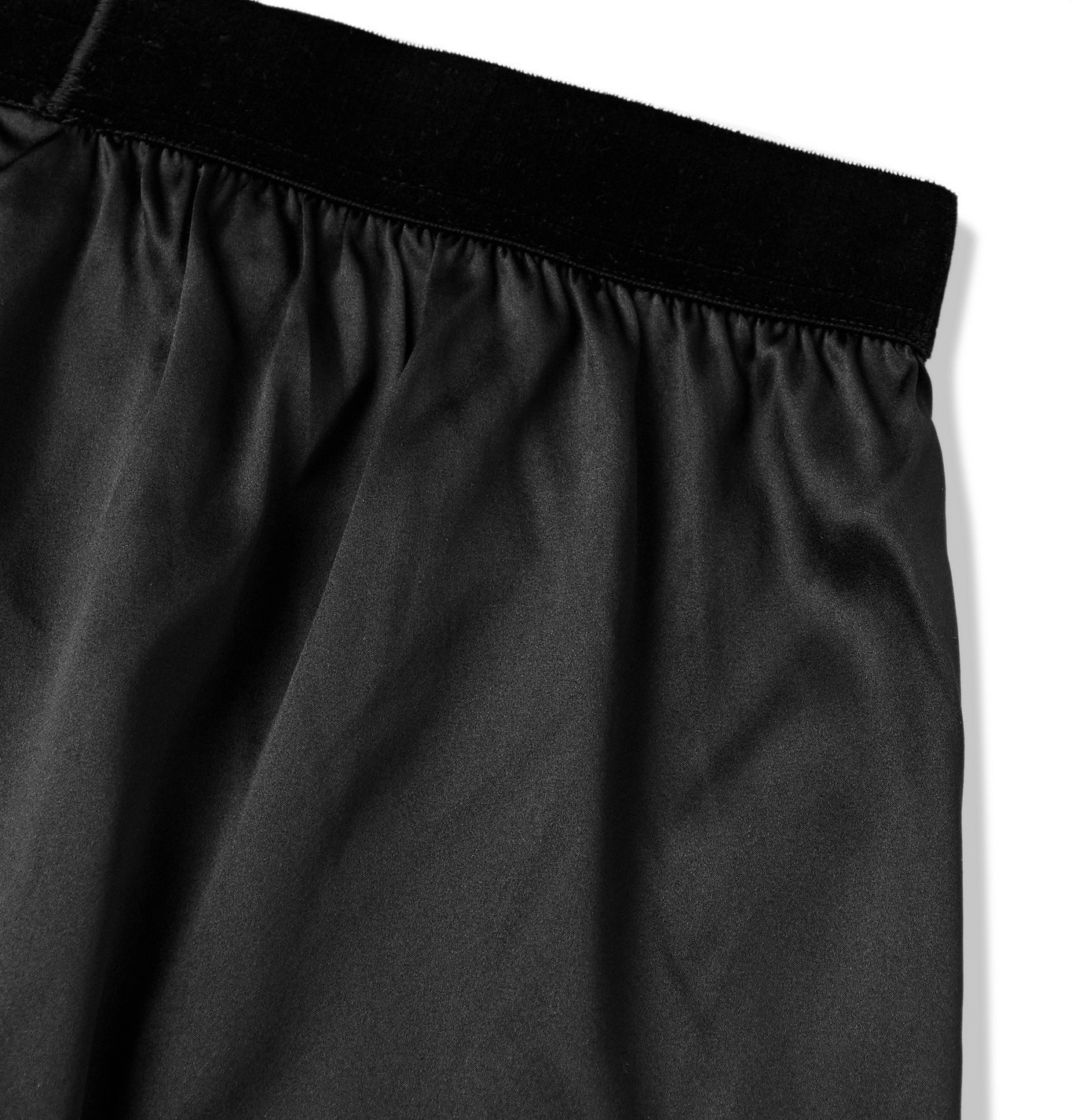 TOM FORD - Velvet-Trimmed Stretch-Silk Satin Boxer Shorts - Black TOM FORD