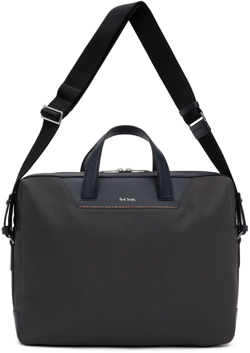 Paul Smith Grey Canvas Signature Stripe Briefcase Paul Smith