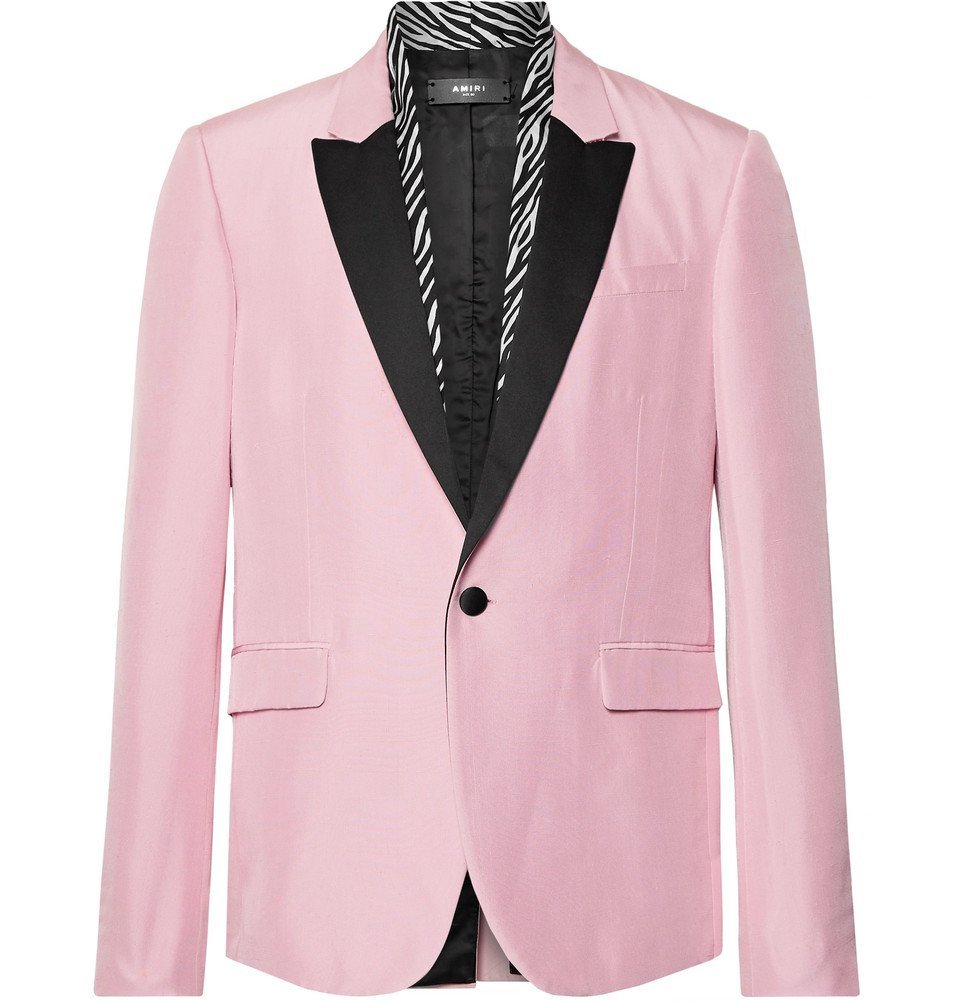 AMIRI - Pink Satin-Trimmed Slub Silk Blazer - Pink Amiri