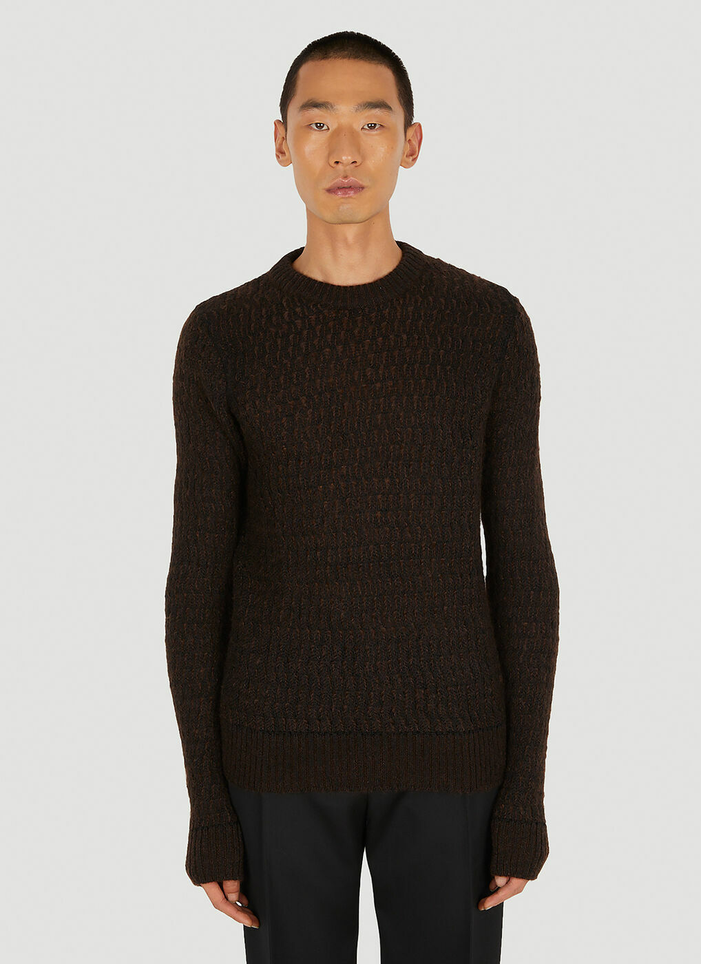 Lace Effect Sweater in Brown Bottega Veneta
