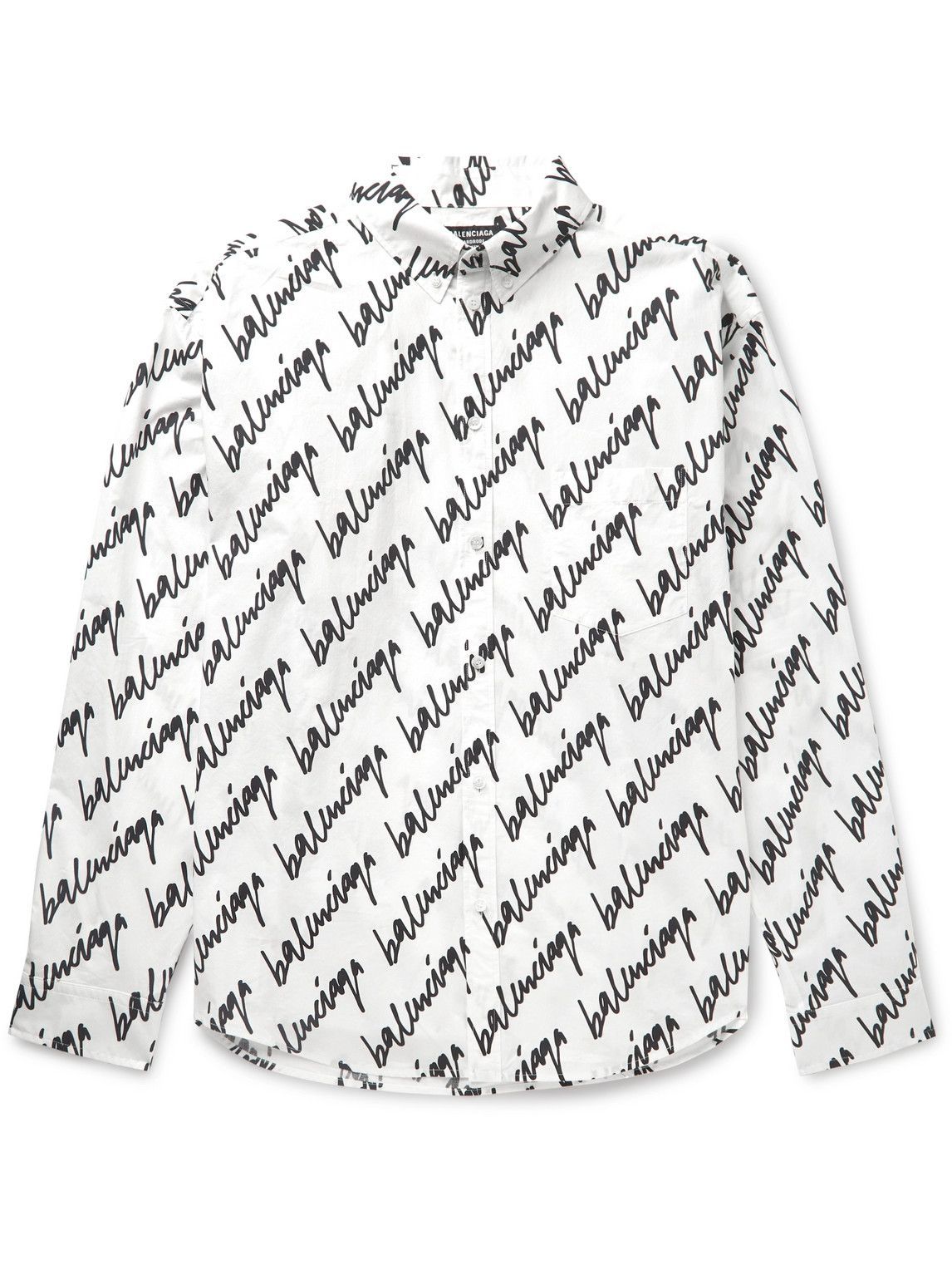 Photo: Balenciaga - Logo-Print Cotton-Poplin Shirt - White
