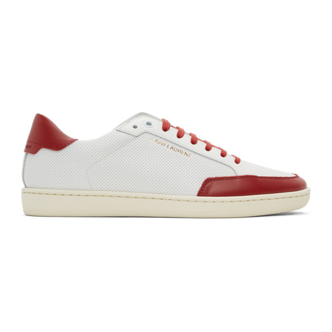 Laurent White and Red Court SL/10 Sneakers Saint