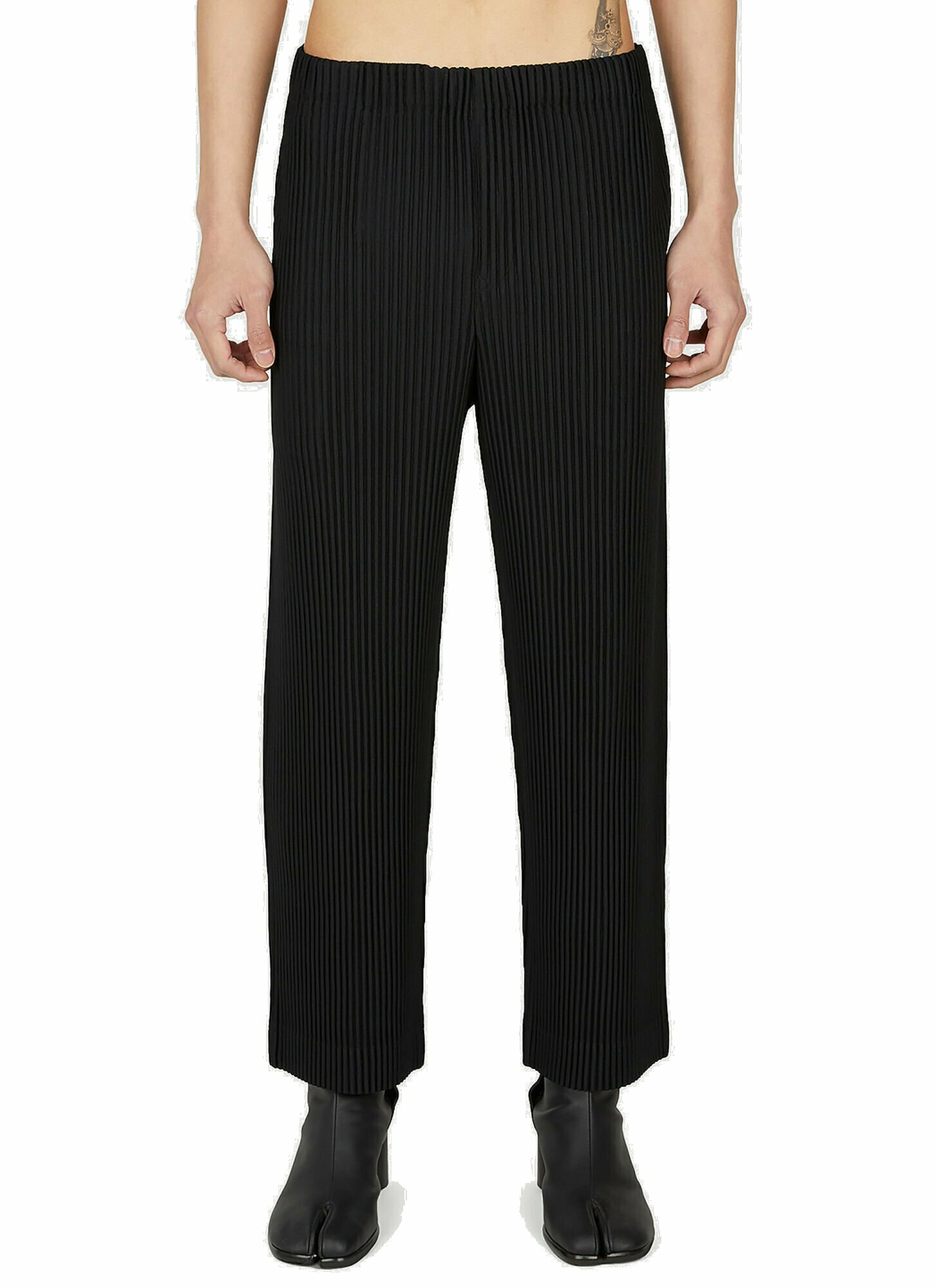 Homme Plissé Issey Miyake - Loose Fit Straight Pants in Black Homme ...