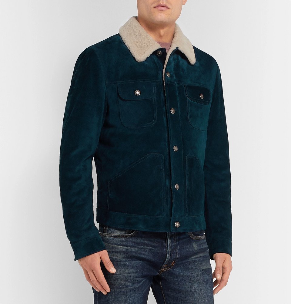 TOM FORD - Shearling Trucker Jacket - Petrol TOM FORD