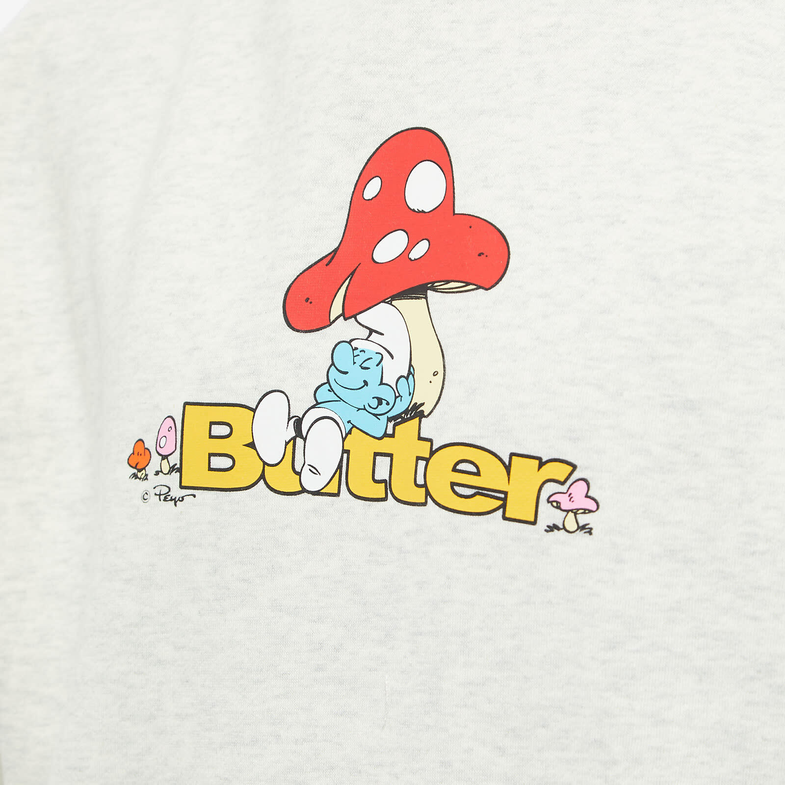 Butter Goods x The Smurfs Lazy Logo Hoody in Ash Grey Butter Goods