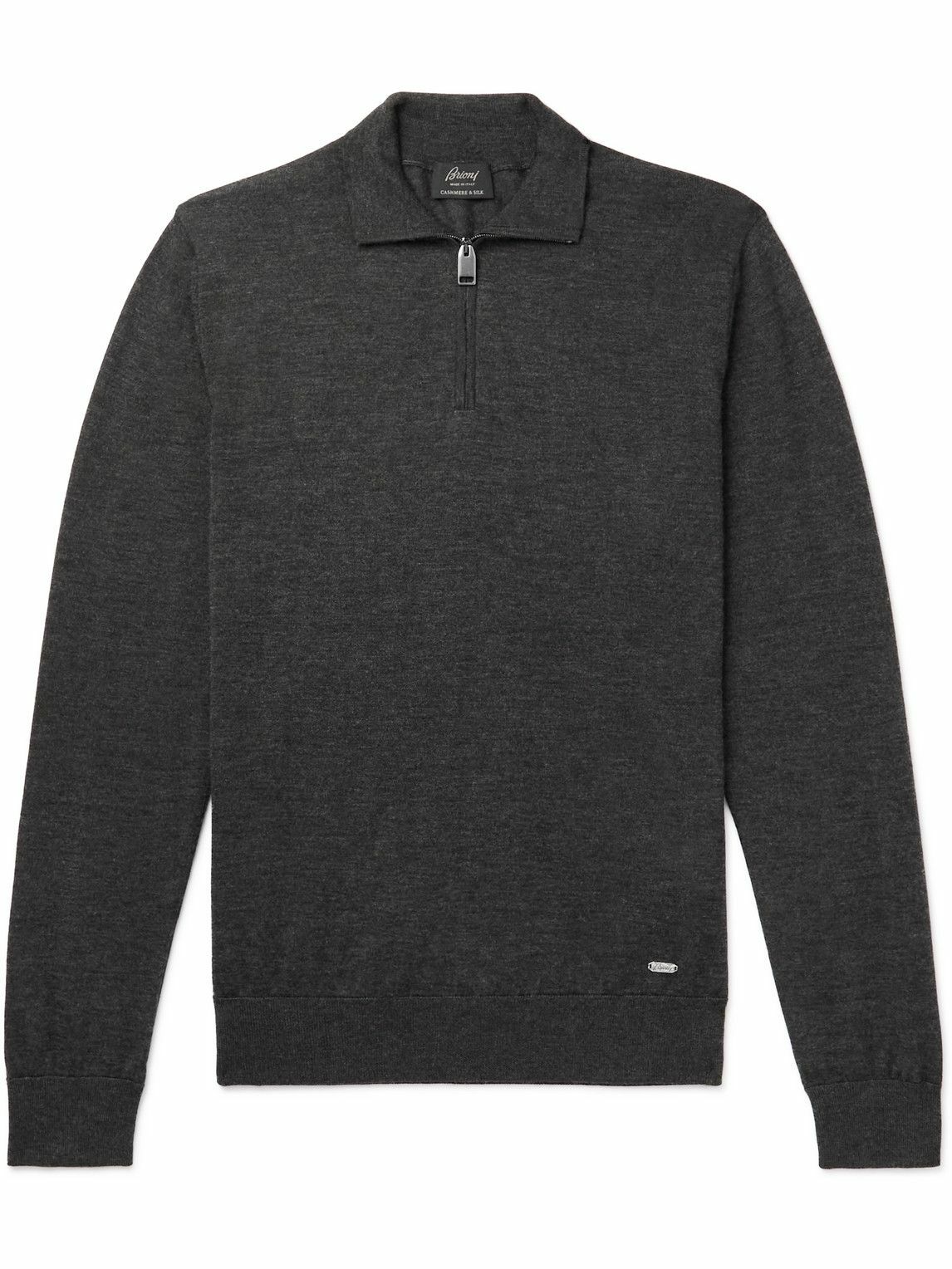 Brioni - Cashmere and Silk-Blend Half-Zip Sweater - Gray Brioni