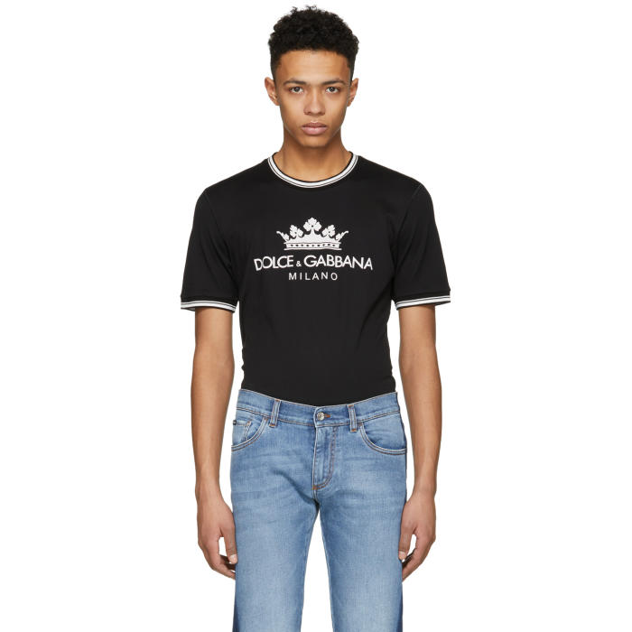 Gabbana Black Crown Logo T-Shirt Dolce 