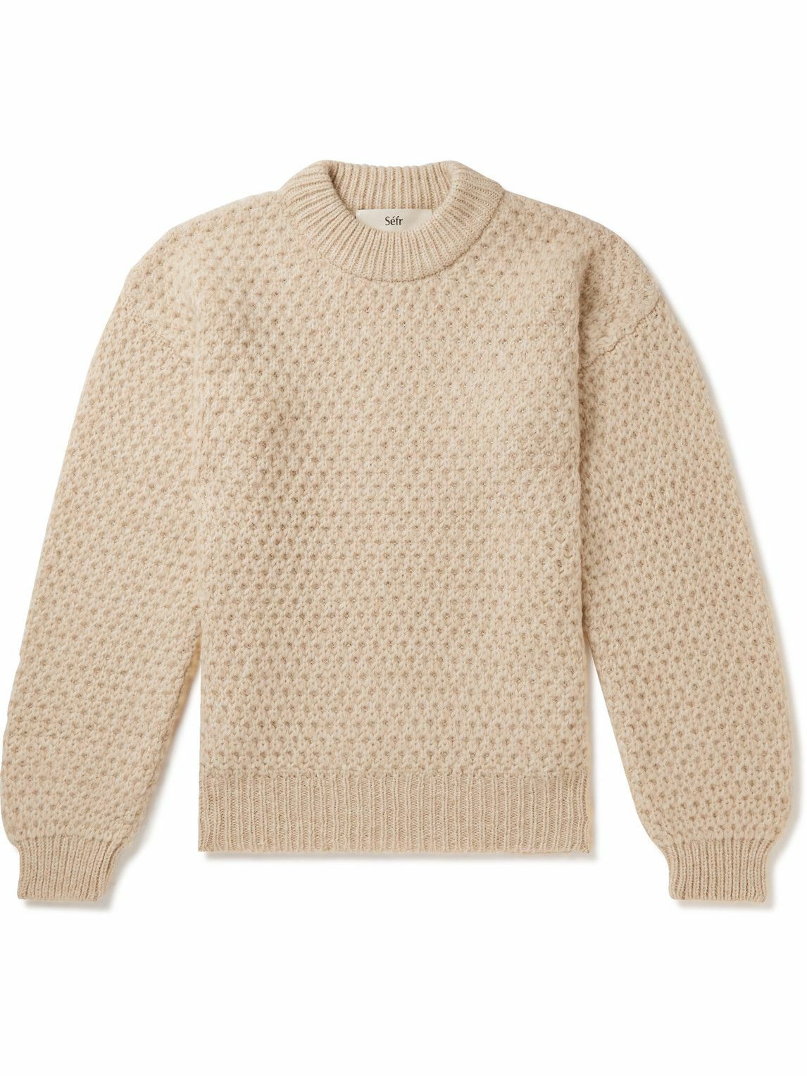 Photo: Séfr - Leonard Crochet-Knit Alpaca-Blend Sweater - Neutrals
