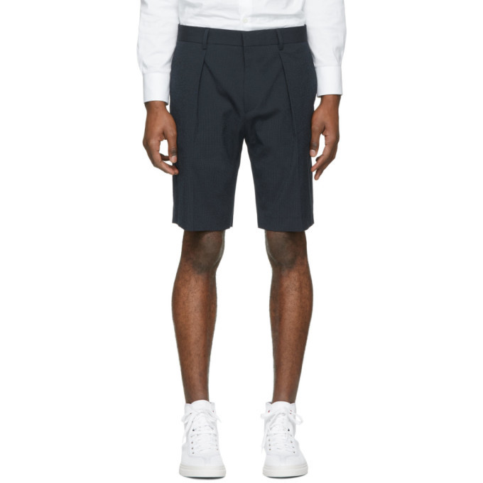 Boss Navy Seersucker Shorts BOSS