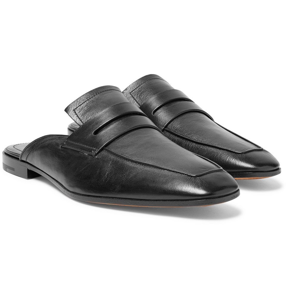 Berluti - Lorenzo Rimini Leather Backless Loafers - Men - Black Berluti