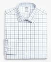 Brooks Brothers Men's Stretch Regent Regular-Fit Dress Shirt, Non-Iron Poplin Ainsley Collar Double-Grid Check | Blue