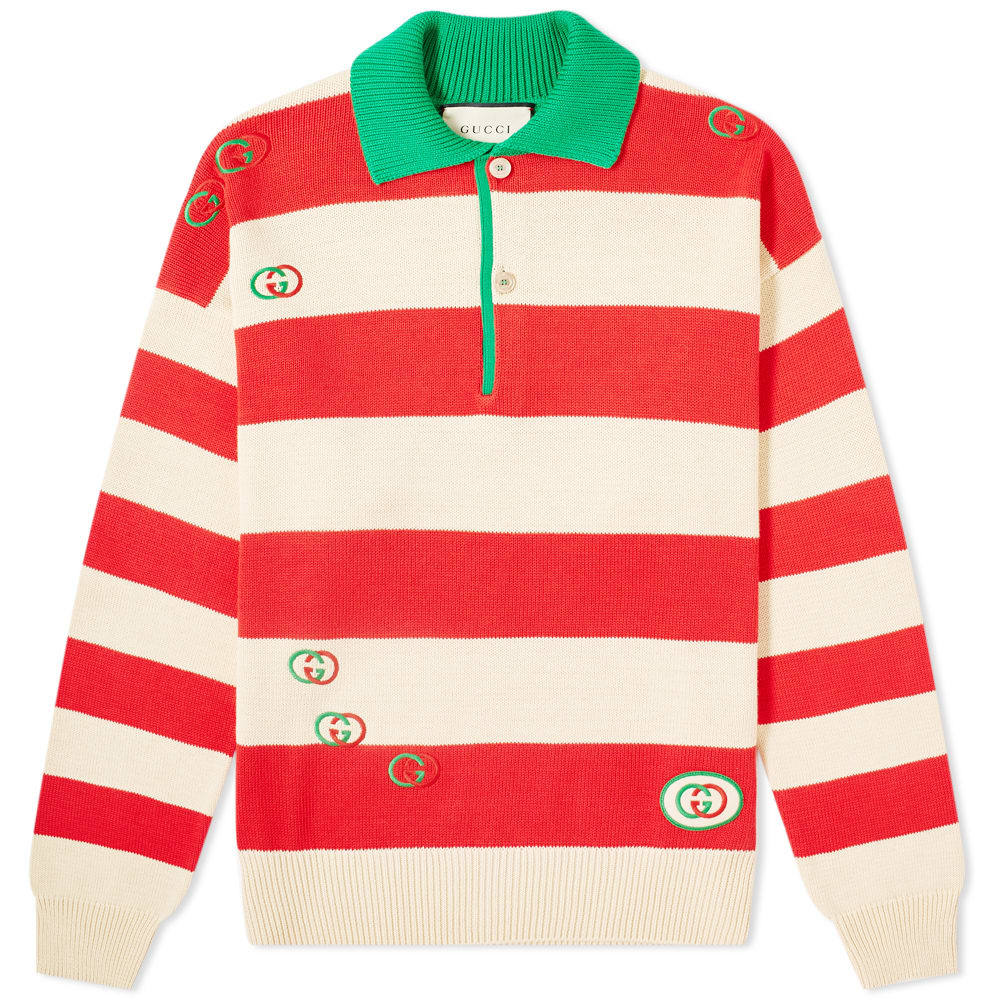 Gucci Striped Knit Logo Polo Gucci