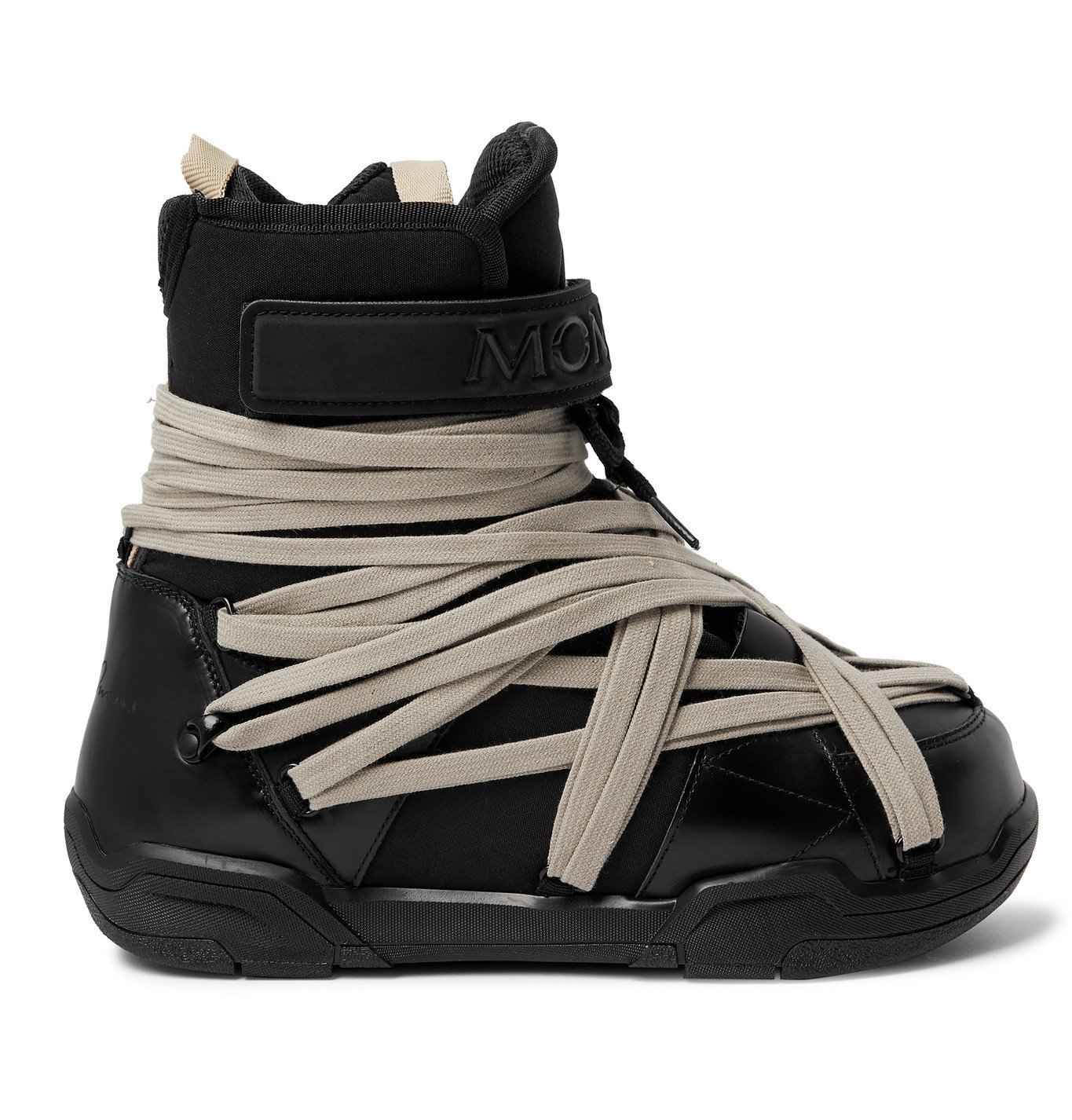 Rick Owens - Moncler Amber Canvas-Trimmed Leather Snow Boots - Black ...