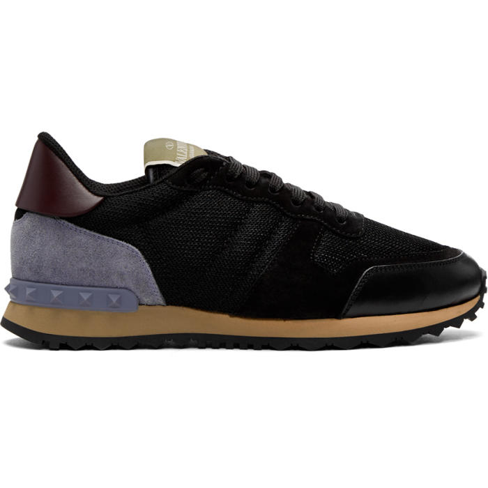 Valentino Black Valentino Garavani Mesh Rockrunner Sneakers Valentino ...